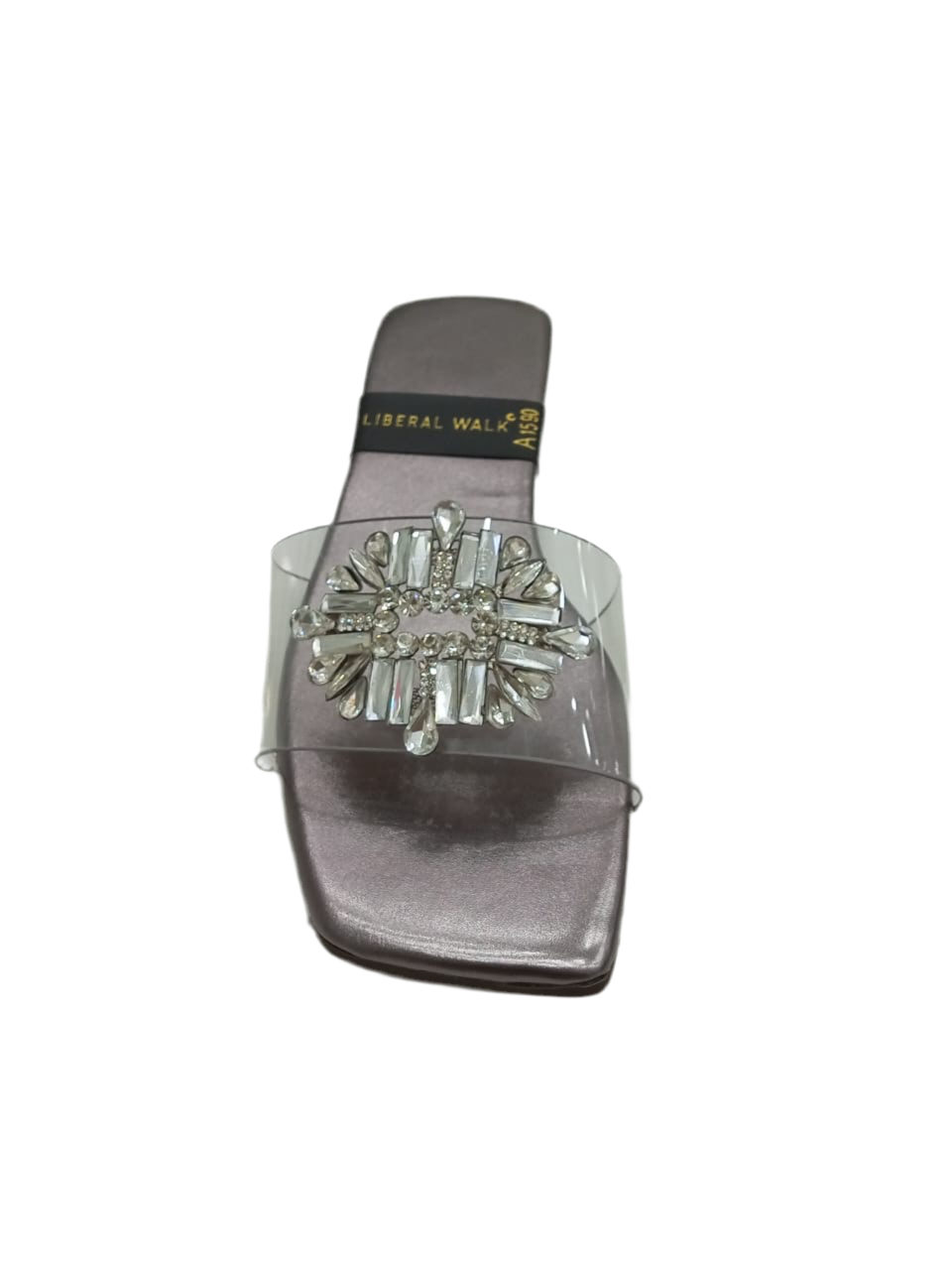 Transparent Crystal Motif Slippers A-1590