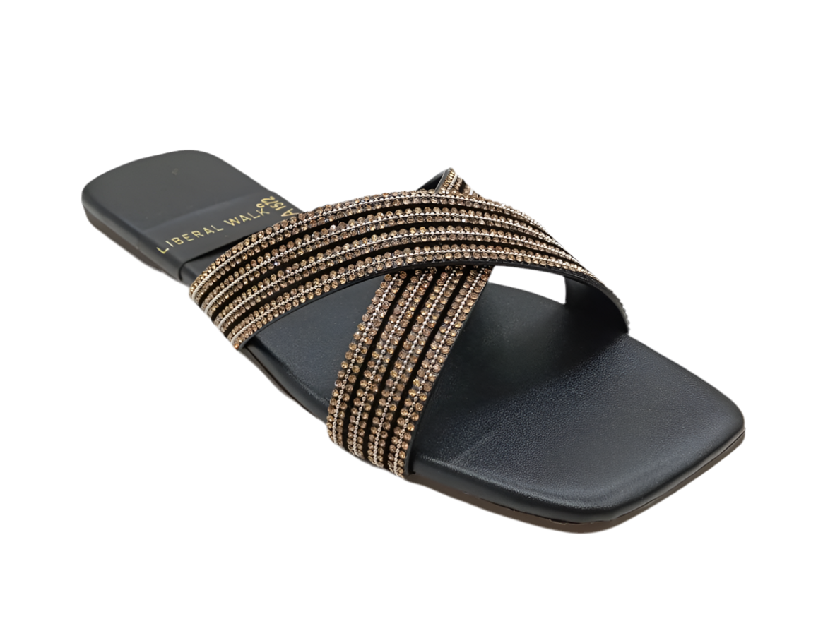 Beaded Cross Strap Ladies Slippers A-1572