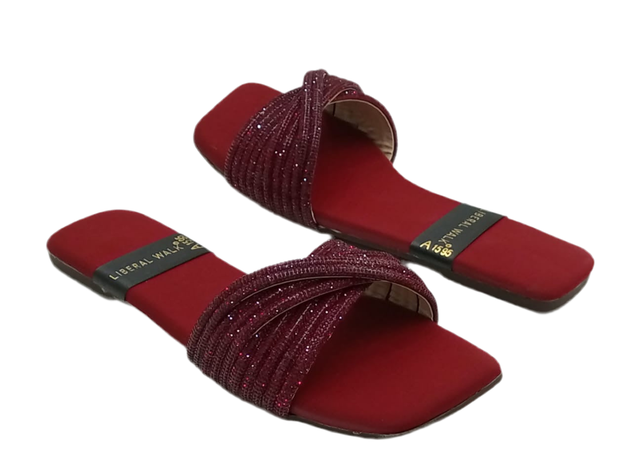 Velvet Strap Slippers A-1595
