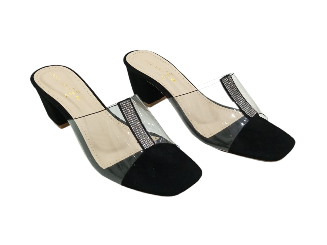 Black Tranprent women heels