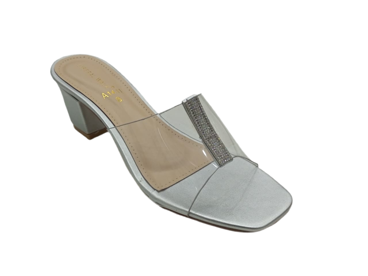 silver Tranprent women heels