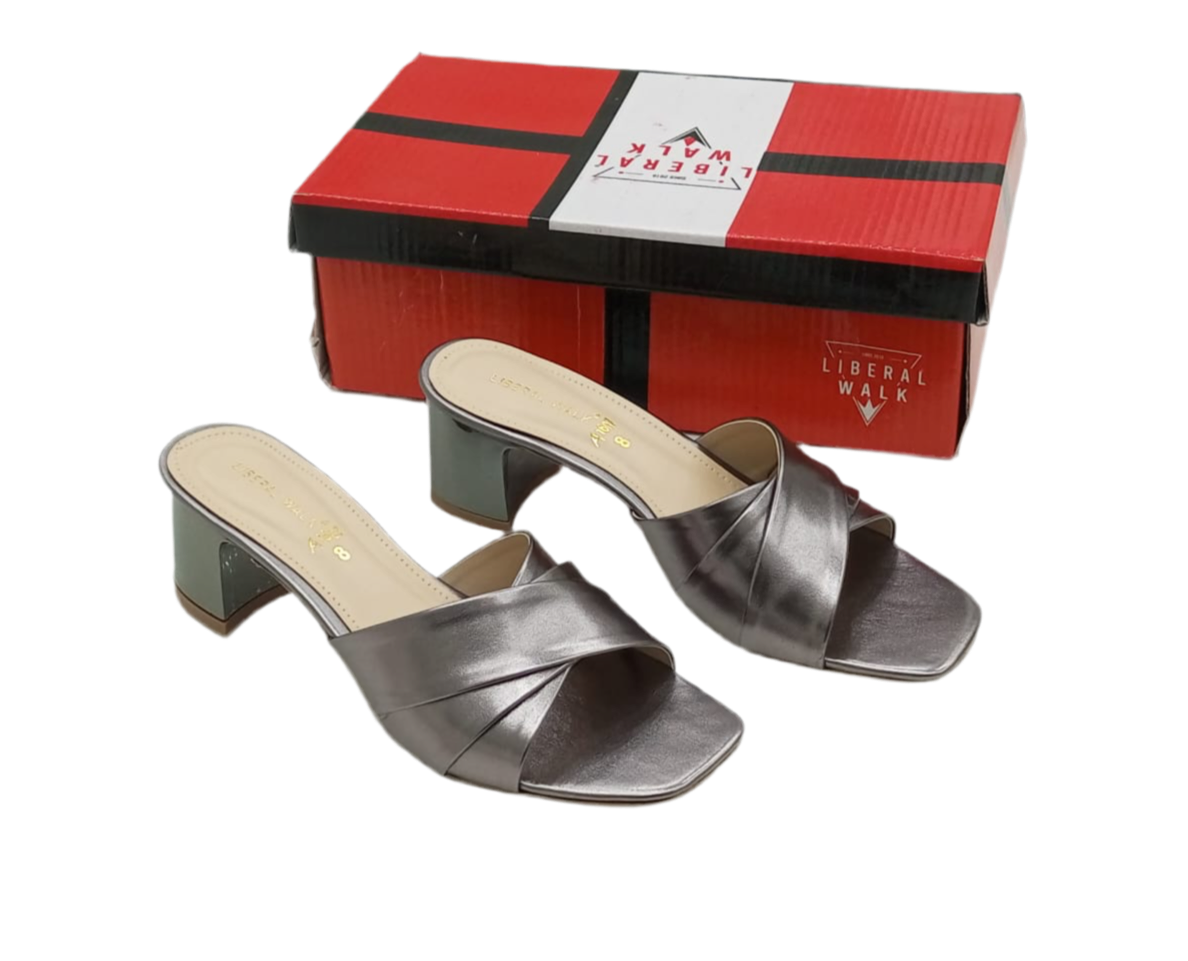 Metallic Block Heels A-1607