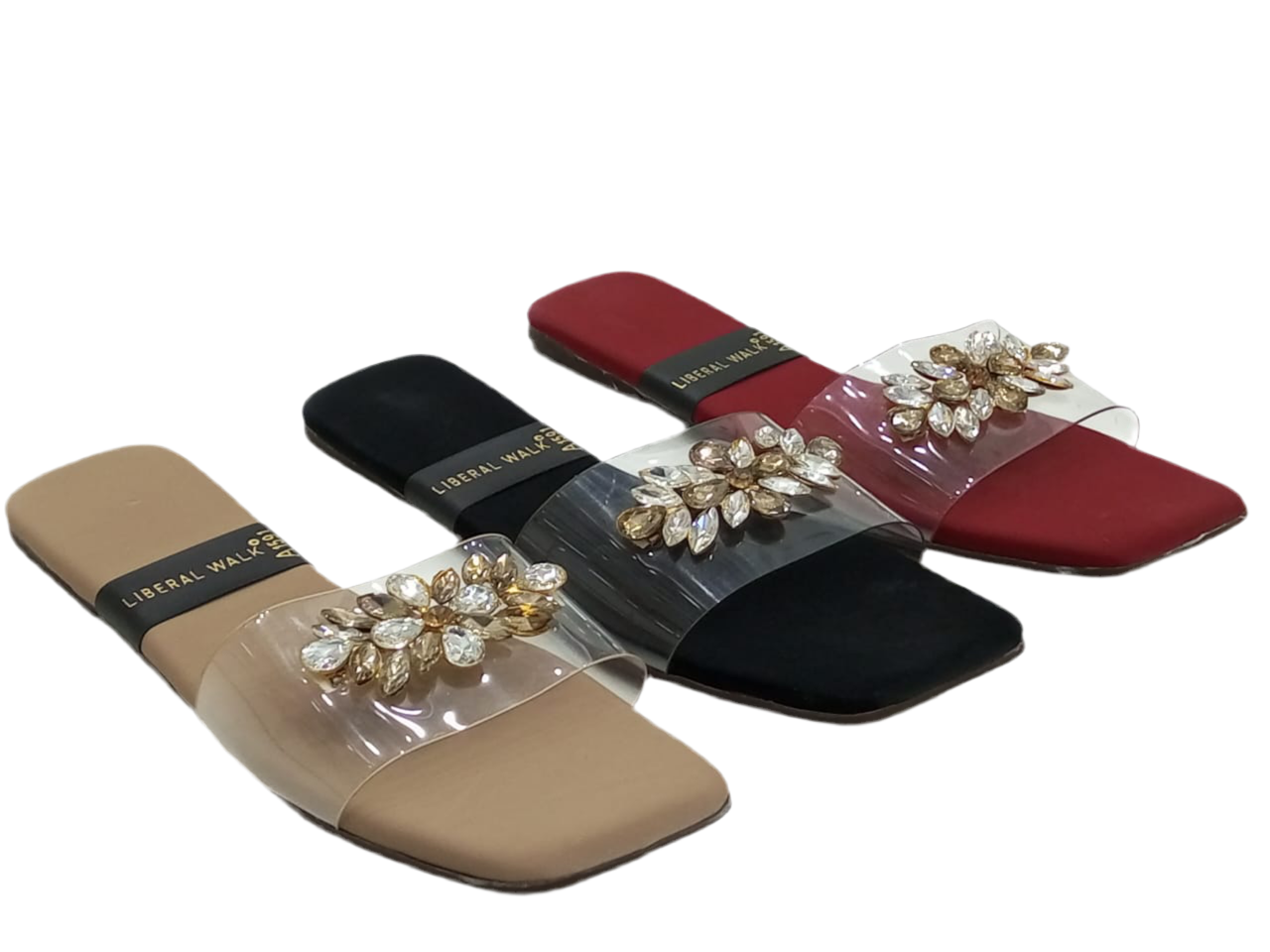 Transparent Slippers with Gemstone A-1591
