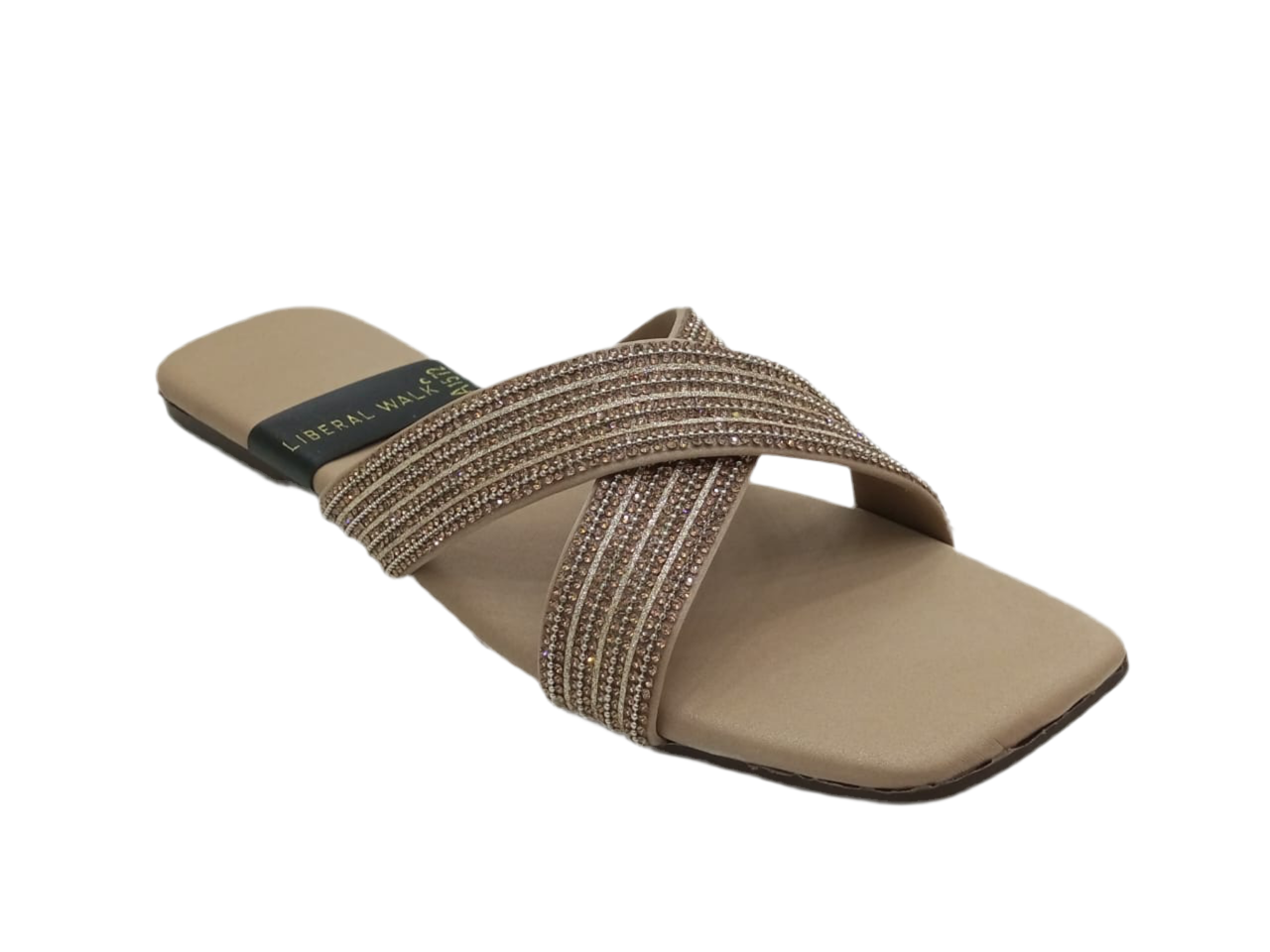 Beaded Cross Strap Ladies Slippers A-1572