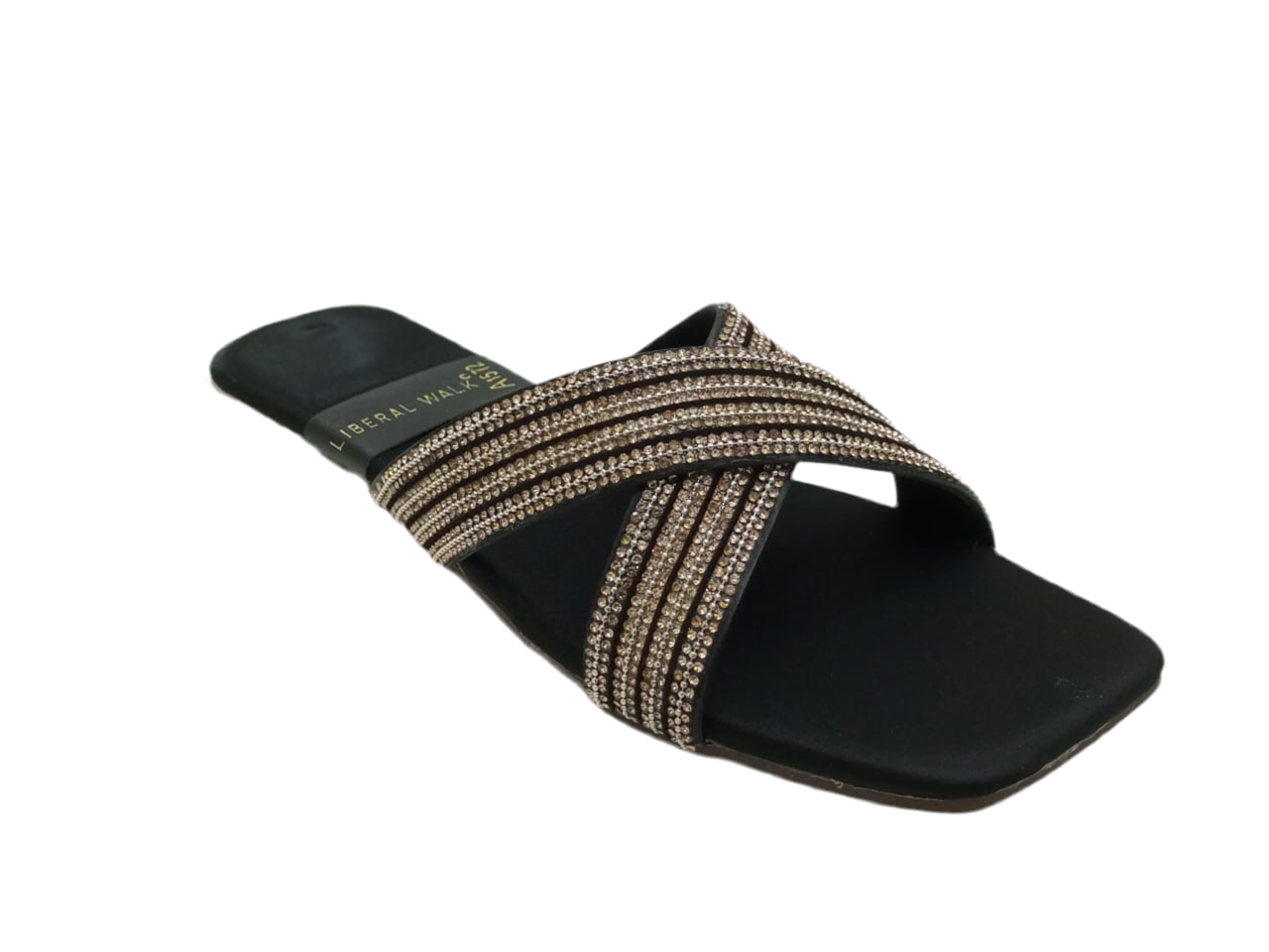 Beaded Cross Strap Ladies Slippers A-1572
