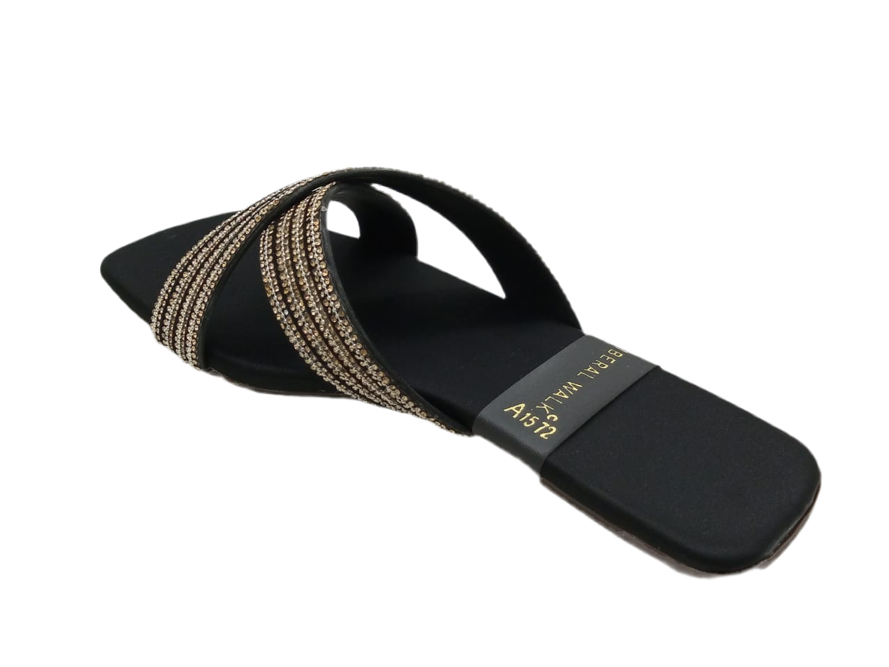 Beaded Cross Strap Ladies Slippers A-1572