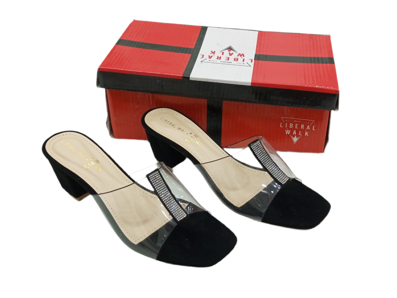 Tranprent women heels black