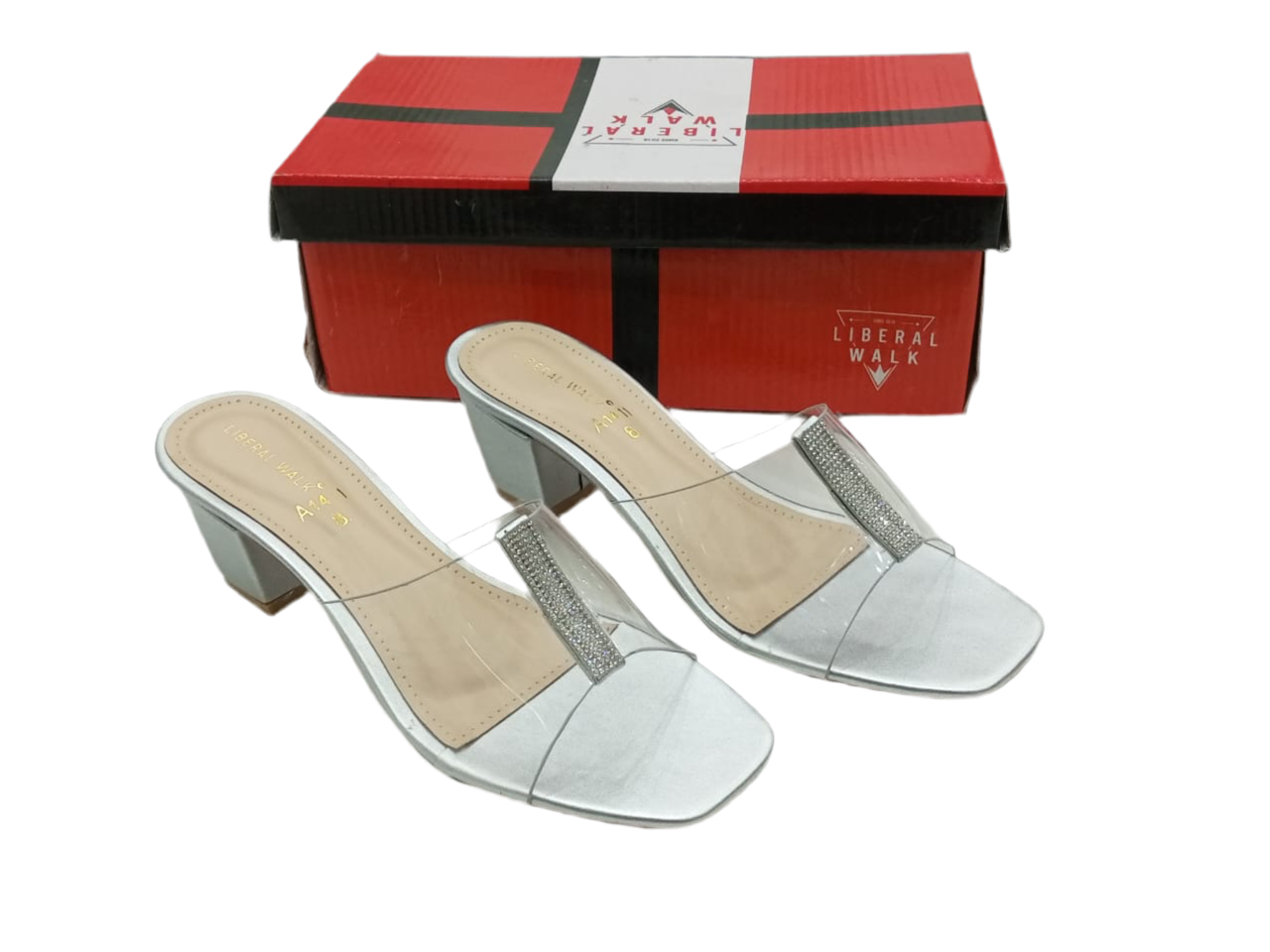 silver Tranprent women heels