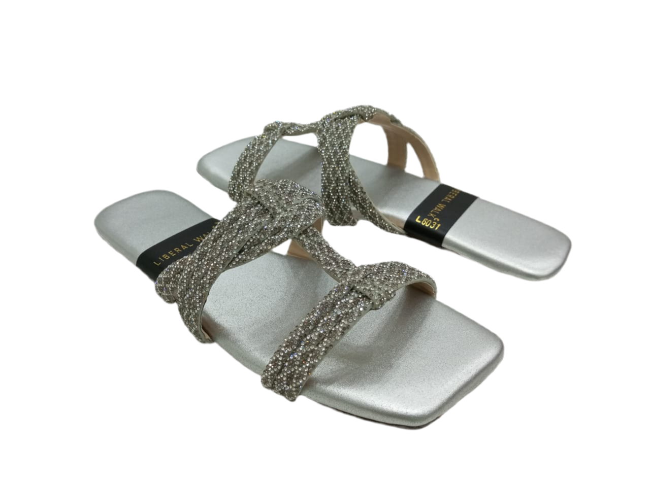 Glitter Square-Toe Slippers A-1600