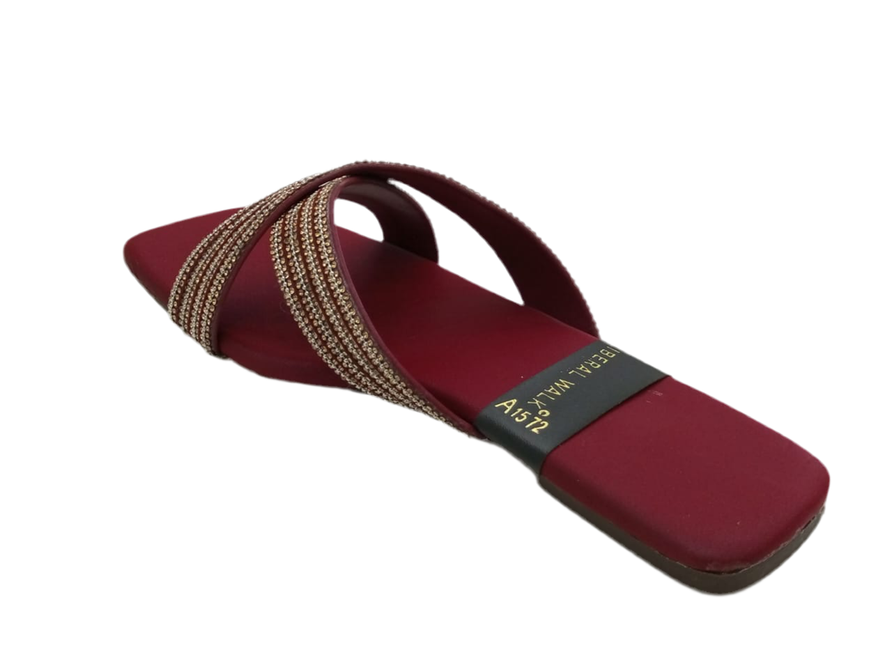 Beaded Cross Strap Ladies Slippers A-1572