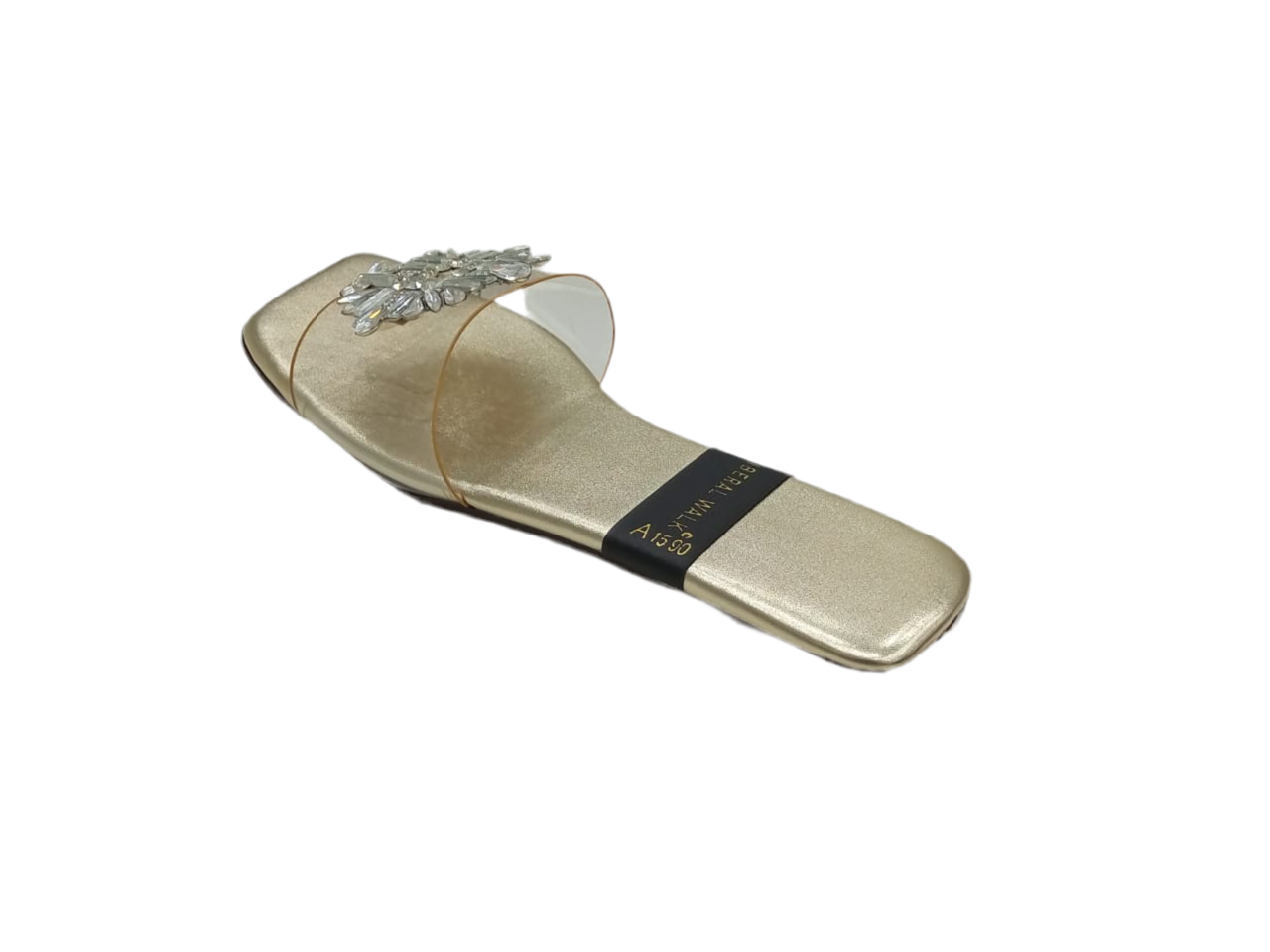 Transparent Crystal Motif Slippers A-1590