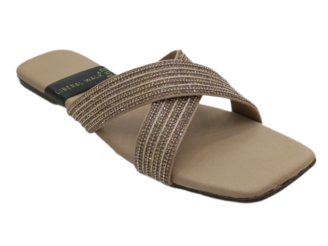 Beaded Cross Strap Ladies Slippers A-1572