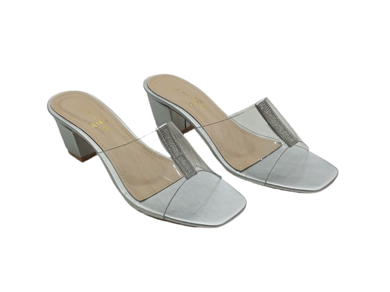 Silver Tranprent women heels