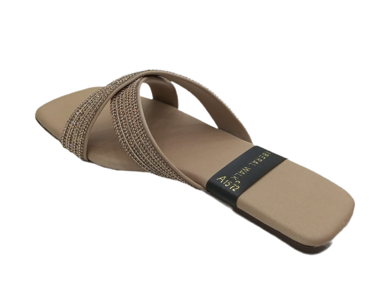 Beaded Cross Strap Ladies Slippers A-1572