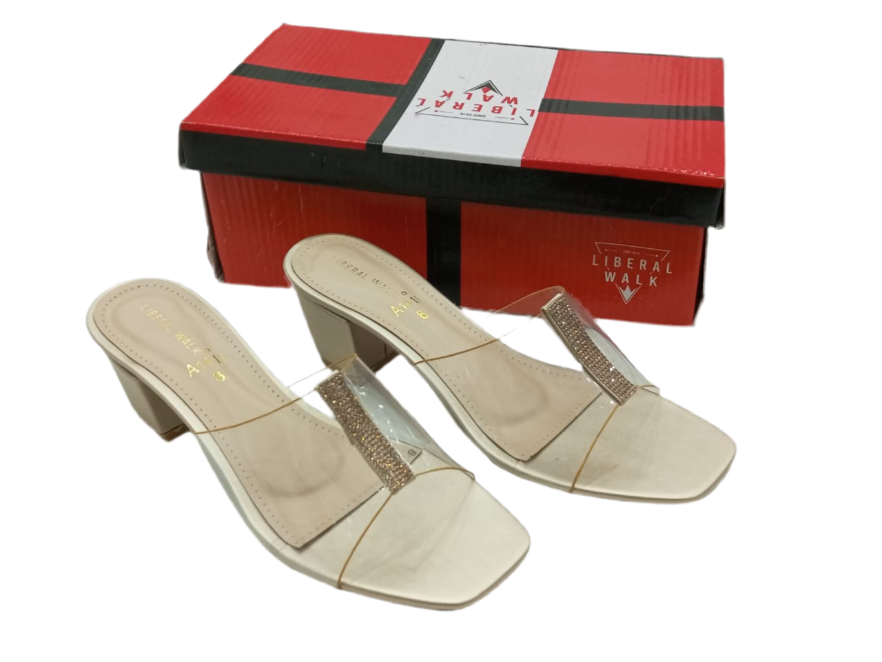 Gold Tranprent women heels