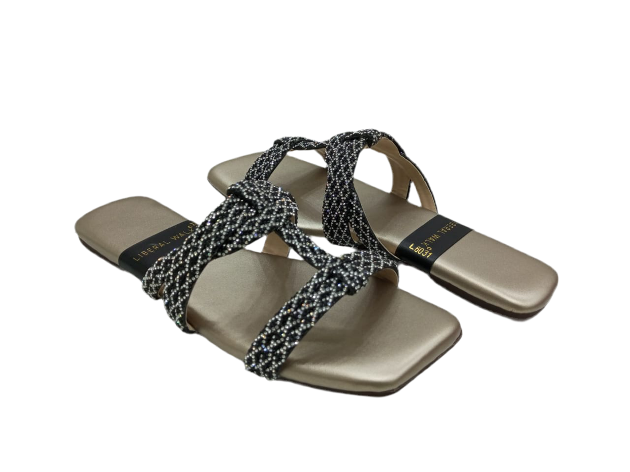 Glitter Square-Toe Slippers A-1600