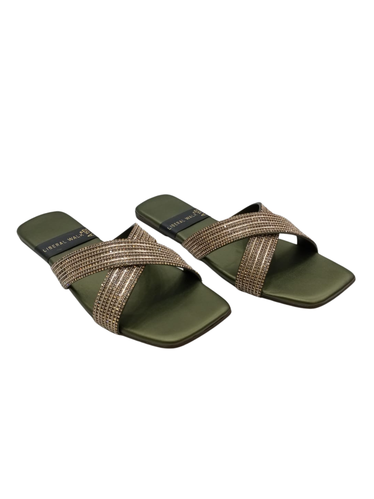 Beaded Cross Strap Ladies Slippers A-1572