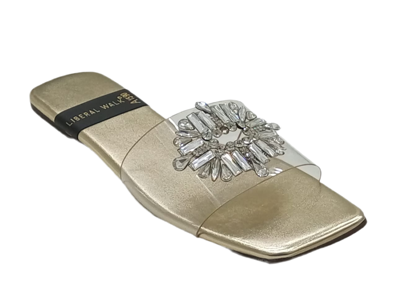 Transparent Crystal Motif Slippers A-1590