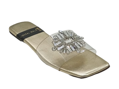 Transparent Crystal Motif Slippers A-1590