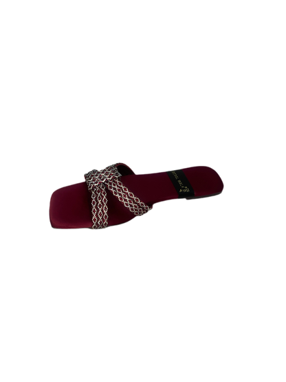 Crystal Embellished Flat Slippers - A-1457