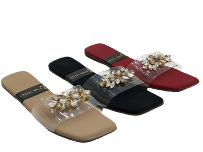 Transparent Slippers with Gemstone  A-1591