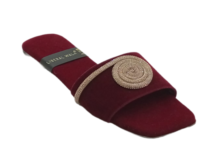 Spiral Design Velvet Flat Slippers - A-1518