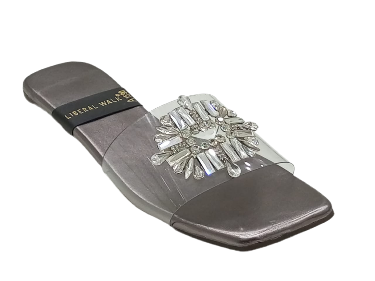 Transparent Crystal Motif Slippers A-1590