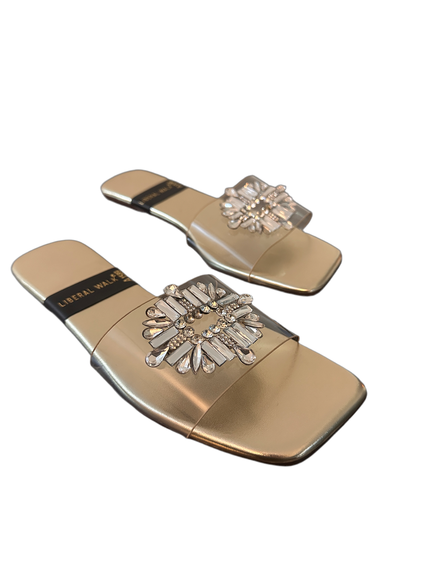 Transparent Crystal Motif Slippers A-1590