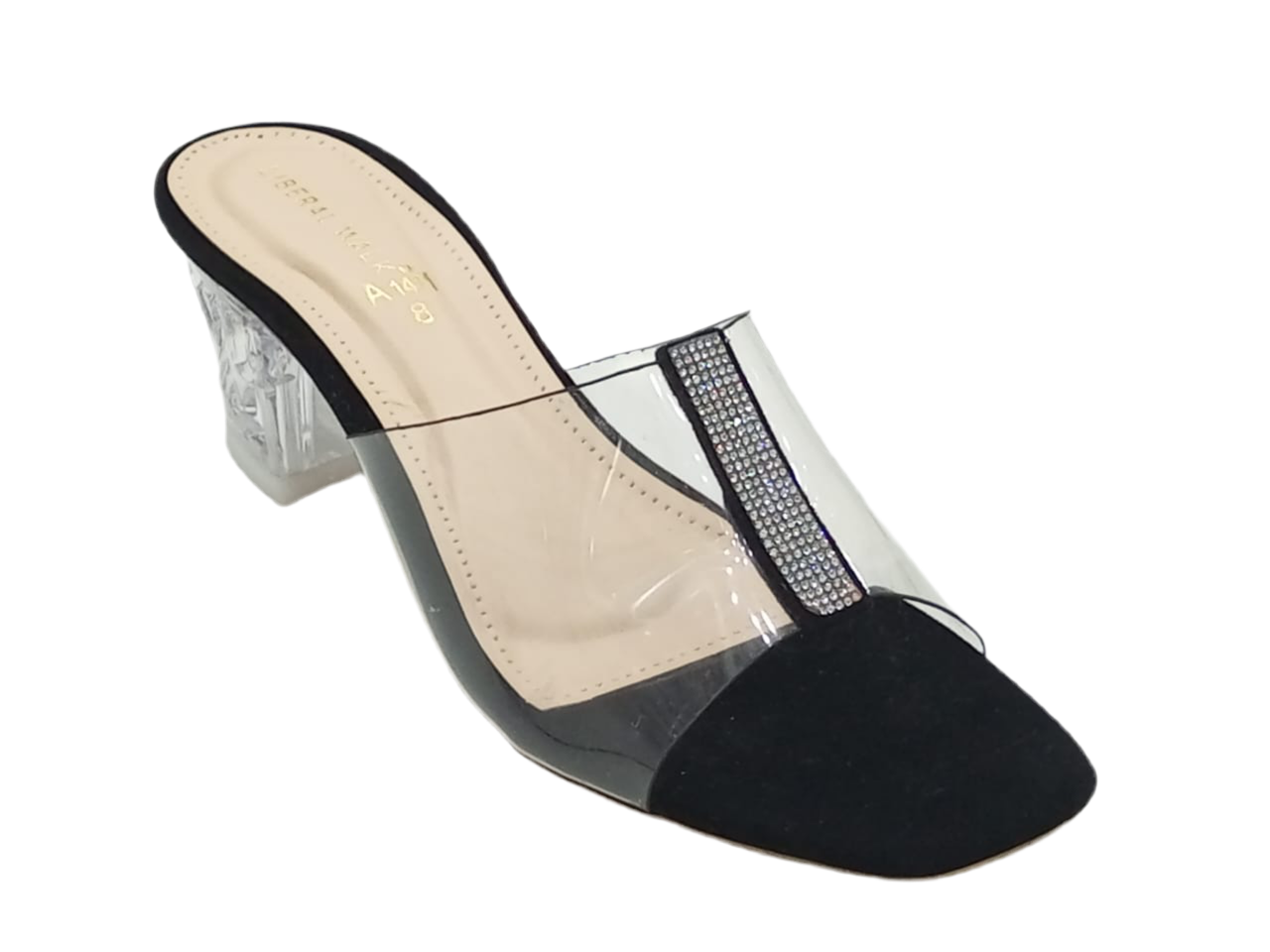 Glitter Block Heels Slides A-1411