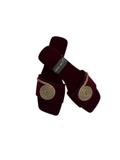 Spiral Design Velvet Flat Slippers - A-1518