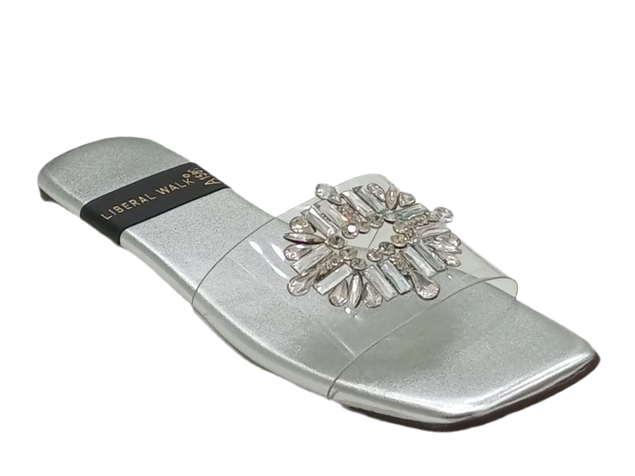 Transparent Crystal Motif Slippers A-1590