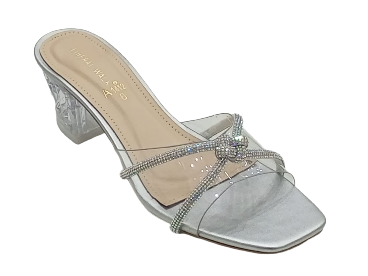 Block Heel With A Glitter Bow A-1412