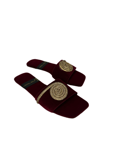 Spiral Design Velvet Flat Slippers - A-1518