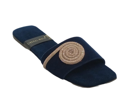 Spiral Design Velvet Flat Slippers - A-1518