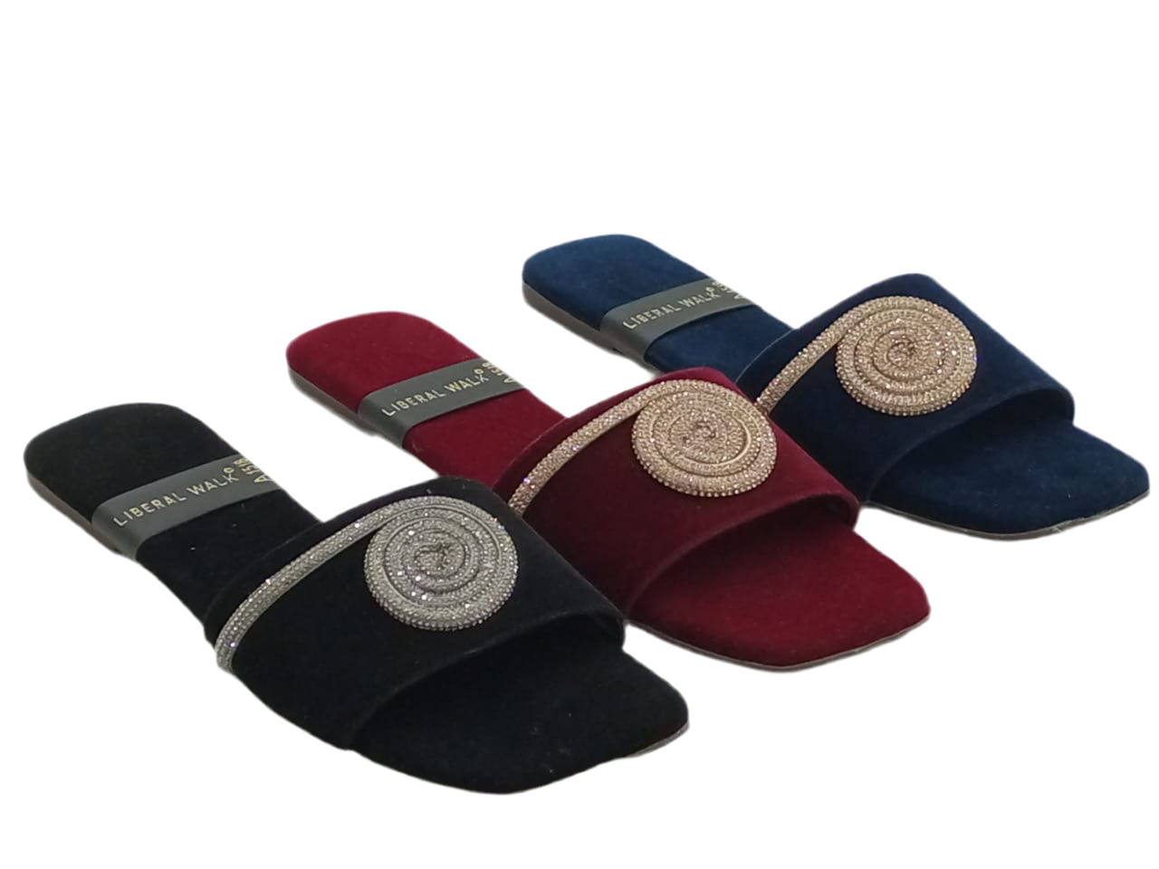 Spiral Design Velvet Flat Slippers - A-1518