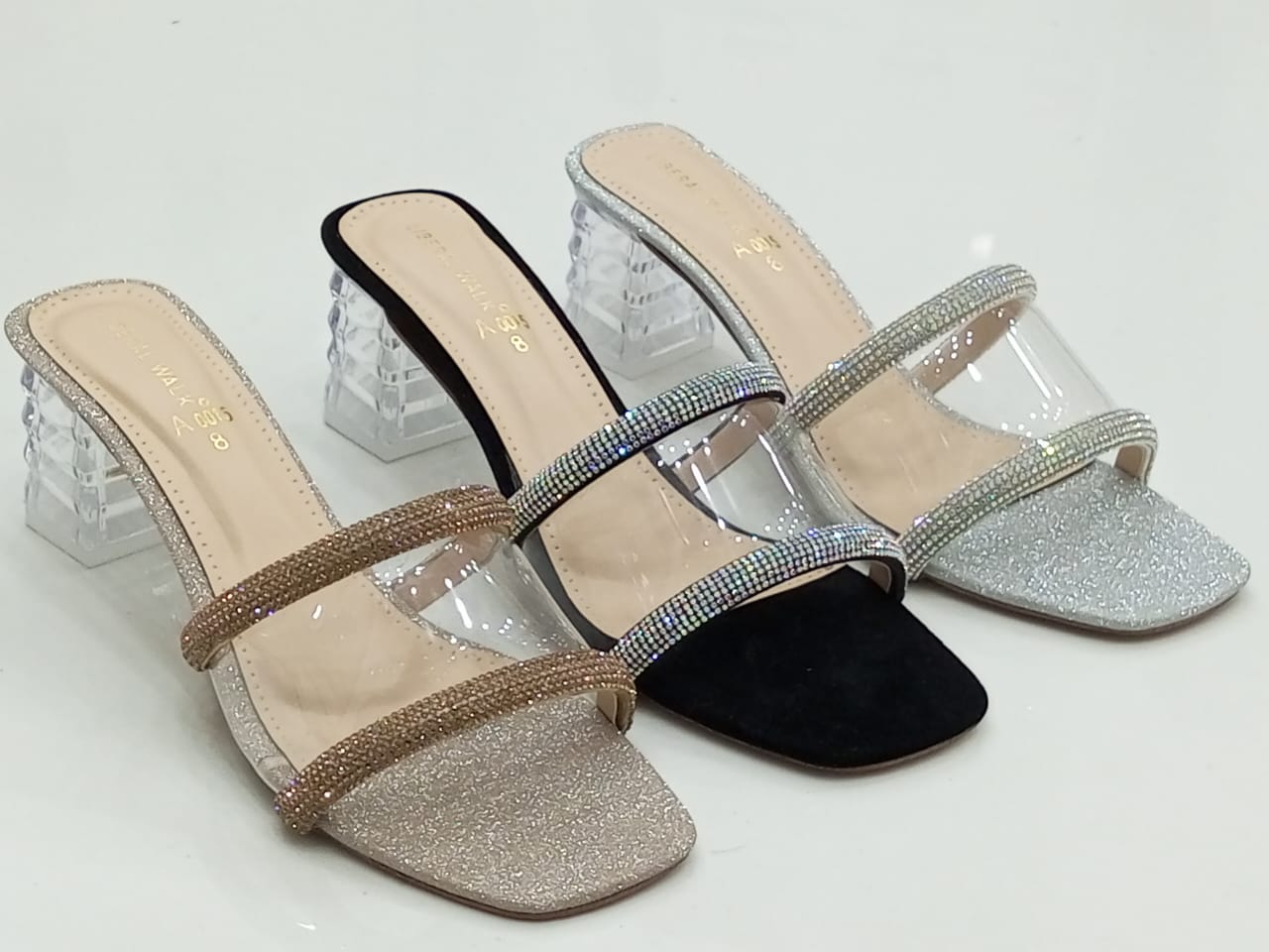 Rhinestone Transparent Heels A-0015