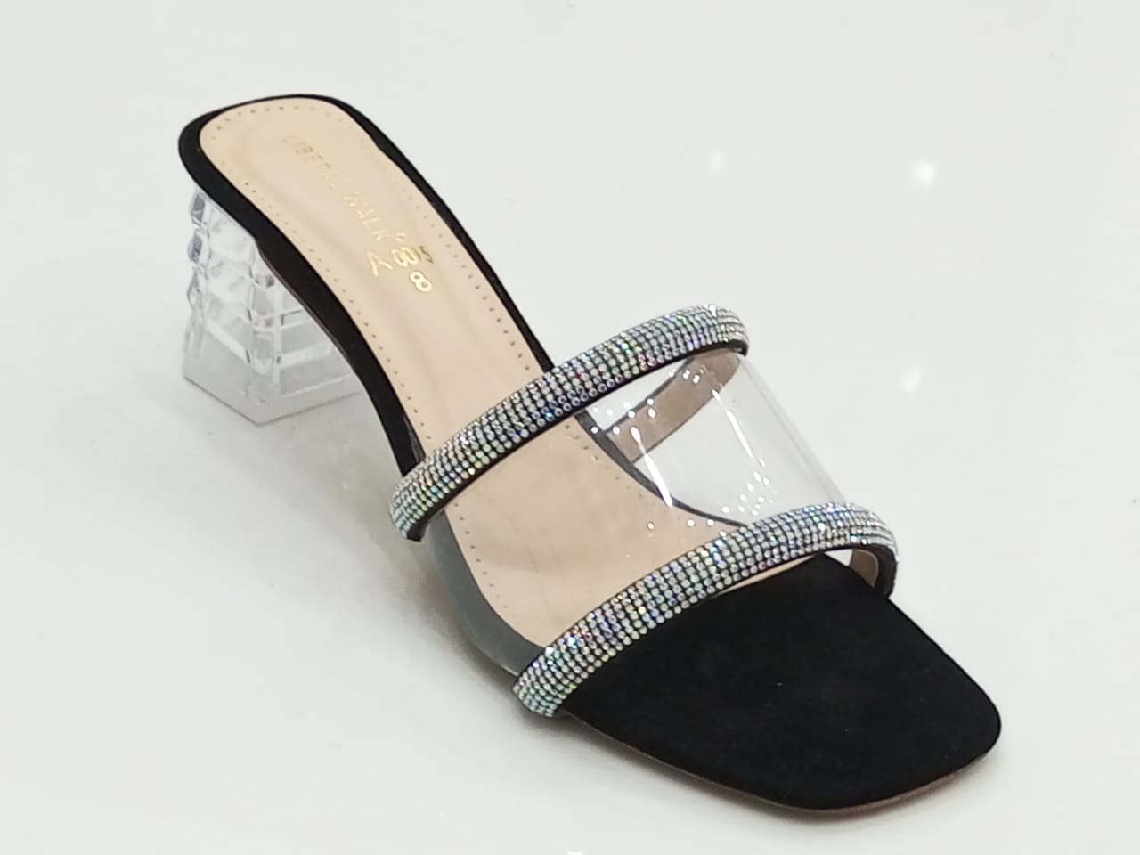 Rhinestone Transparent Heels A-0015